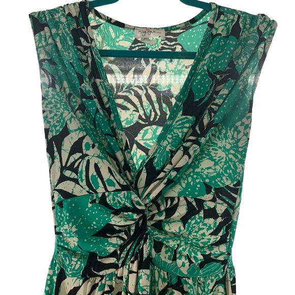 The Zig Zag Stripe Womens Dress Sleeveless Floral Gathered Ruched Size Small - Picture 2 of 8